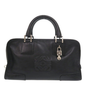 美品 ロエベ アマソナ28 レザー ブラック ハンドバッグ 黒 1013【中古】LOEWE