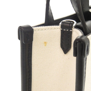 美品 ジミーチュウ Mini N/S キャンバス レザー ナチュラル ブラック ミニ トートバッグ 1019【中古】JIMMY CHOO
