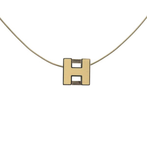 美品 エルメス カージュドアッシュ Hキューブ メタル シルバー 白 ネックレス 1034【中古】HERMES