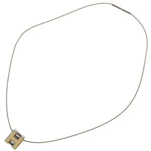 美品 エルメス カージュドアッシュ Hキューブ メタル シルバー 白 ネックレス 1034【中古】HERMES