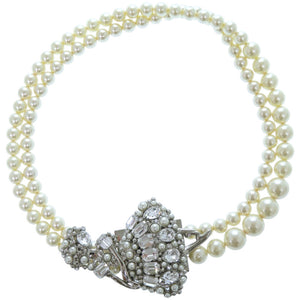 美品 ミュウミュウ フェイクパール2連 フェイクパール メタル パールホワイト ネックレス 1036【中古】MIUMIU