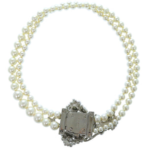 美品 ミュウミュウ フェイクパール2連 フェイクパール メタル パールホワイト ネックレス 1036【中古】MIUMIU