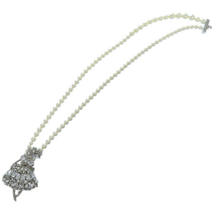 美品 ミュウミュウ フェイクパール2連 フェイクパール メタル パールホワイト ネックレス 1036【中古】MIUMIU