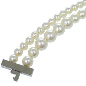 美品 ミュウミュウ フェイクパール2連 フェイクパール メタル パールホワイト ネックレス 1036【中古】MIUMIU