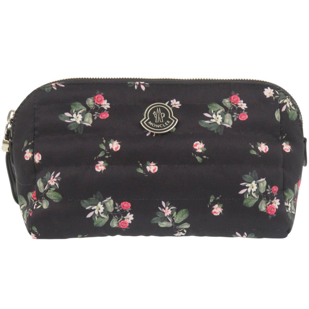 新品同様 モンクレール 花柄 コスメポーチ ブラック ポーチ 黒 1038【中古】MONCLER