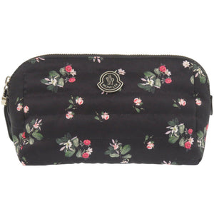 新品同様 モンクレール 花柄 コスメポーチ ブラック ポーチ 黒 1038【中古】MONCLER