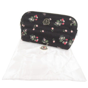 新品同様 モンクレール 花柄 コスメポーチ ブラック ポーチ 黒 1038【中古】MONCLER