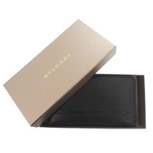 新品同様 ブルガリ オクト 36968 カーフレザー ブラック 長財布 黒 1040【中古】BVLGARI メンズ