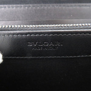 新品同様 ブルガリ オクト 36968 カーフレザー ブラック 長財布 黒 1040【中古】BVLGARI メンズ