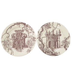 新品同様 エルメス デザートプレート Les Maisons Enchantees メゾンアンシャンテ 5 6 アイボリー 食器 2枚セット 1049【中古】HERMES