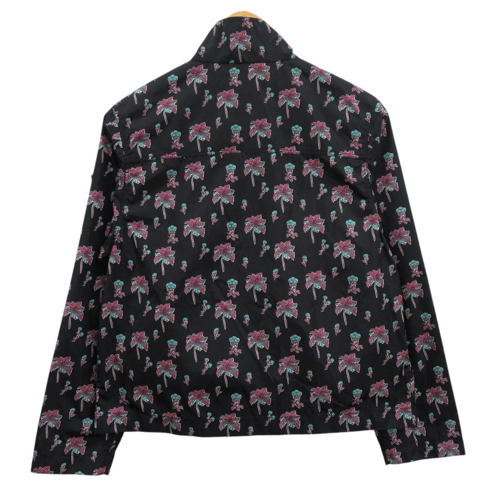 美品 プラダ パーム 花柄 ジップアップブルゾン ナイロン ブラック マルチカラー 1057【中古】PRADA