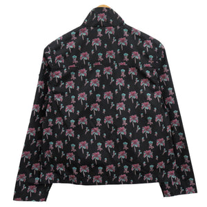美品 プラダ パーム 花柄 ジップアップブルゾン ナイロン ブラック マルチカラー 1057【中古】PRADA
