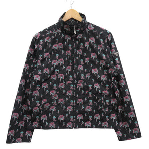 美品 プラダ パーム 花柄 ジップアップブルゾン ナイロン ブラック マルチカラー 1057【中古】PRADA