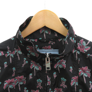美品 プラダ パーム 花柄 ジップアップブルゾン ナイロン ブラック マルチカラー 1057【中古】PRADA