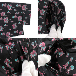 美品 プラダ パーム 花柄 ジップアップブルゾン ナイロン ブラック マルチカラー 1057【中古】PRADA