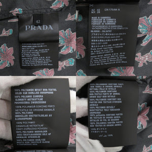 美品 プラダ パーム 花柄 ジップアップブルゾン ナイロン ブラック マルチカラー 1057【中古】PRADA