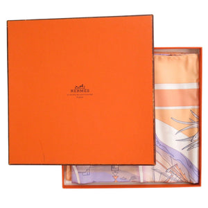 美品 エルメス カレ90 海の仲間達 COMPAGNONS DE MER シルク オレンジ パステルパープル スカーフ1061【中古】HERMES