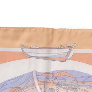 美品 エルメス カレ90 海の仲間達 COMPAGNONS DE MER シルク オレンジ パステルパープル スカーフ1061【中古】HERMES