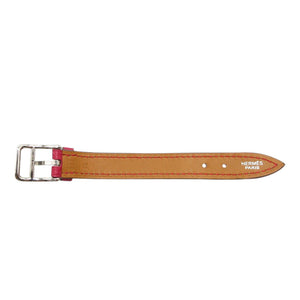 美品 エルメス ベルトモチーフ スカーフリング レザー/ステンレススチール ピンク □I刻印 1063【中古】HERMES