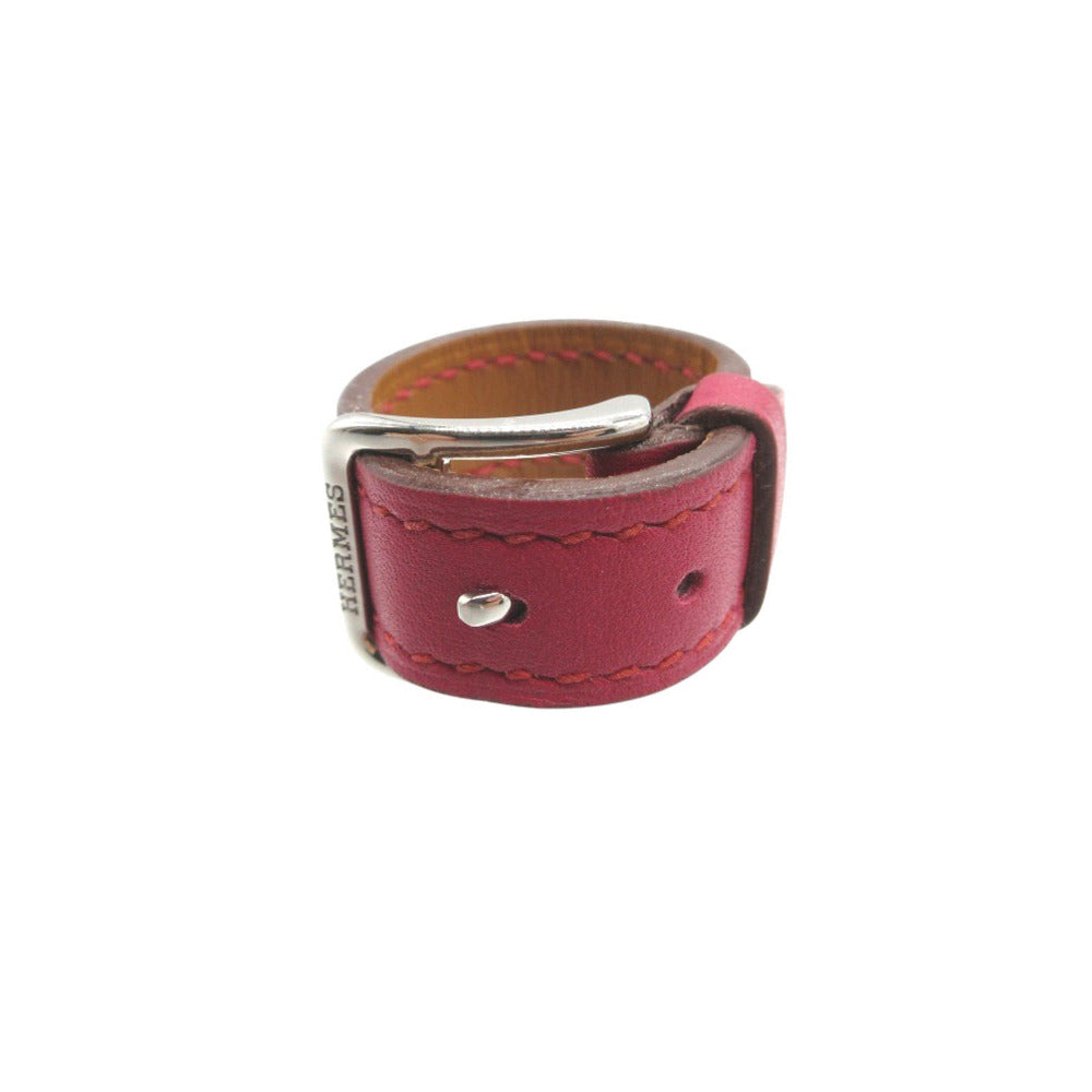 美品 エルメス ベルトモチーフ スカーフリング レザー/ステンレススチール ピンク □I刻印 1063【中古】HERMES