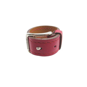 美品 エルメス ベルトモチーフ スカーフリング レザー/ステンレススチール ピンク □I刻印 1063【中古】HERMES