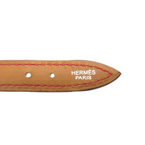 美品 エルメス ベルトモチーフ スカーフリング レザー/ステンレススチール ピンク □I刻印 1063【中古】HERMES