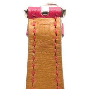 美品 エルメス ベルトモチーフ スカーフリング レザー/ステンレススチール ピンク □I刻印 1063【中古】HERMES