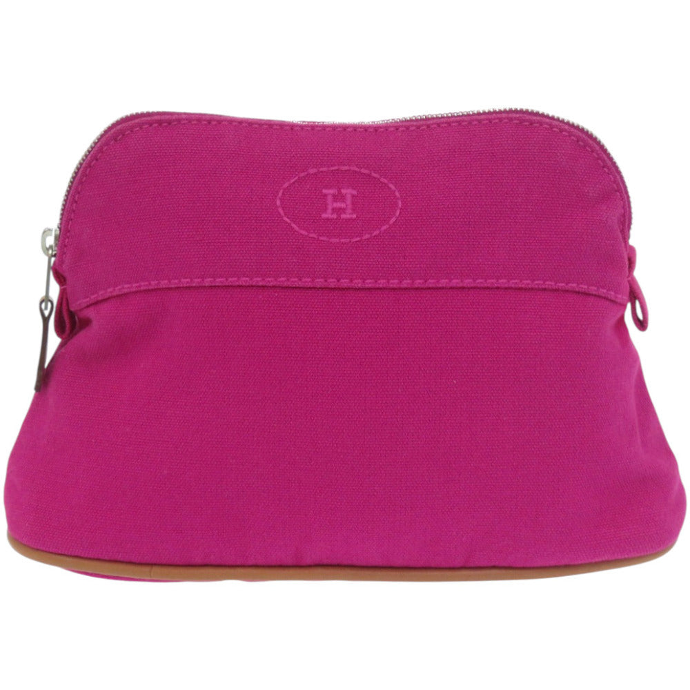 新品同様 エルメス ボリードポーチ ミニ コットン レザー ピンクパープル 紫 ポーチ 1070【中古】HERMES