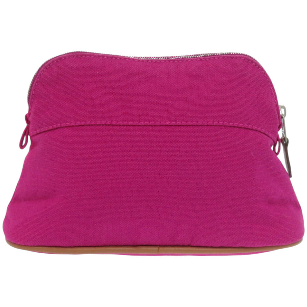 新品同様 エルメス ボリードポーチ ミニ コットン レザー ピンクパープル 紫 ポーチ 1070【中古】HERMES