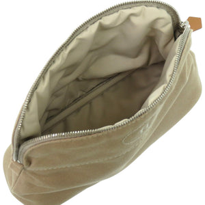 新品同様 エルメス ボリードポーチ ミニ コットン レザー ベージュ 茶 ポーチ 1071【中古】HERMES