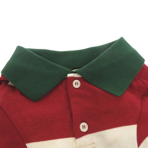 新品同様 グッチ ドッグウェア ストロベリー ボーダー 695744 Lサイズ コットン レッド ペット 犬 服 赤 1079【中古】GUCCI