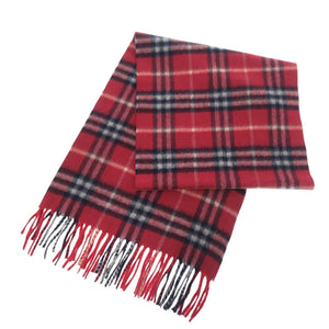 新品同様 バーバリー チェック カシミヤ レッド マフラー 赤 1080【中古】BURBERRY