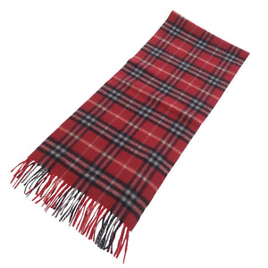 新品同様 バーバリー チェック カシミヤ レッド マフラー 赤 1080【中古】BURBERRY