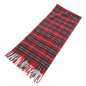 新品同様 バーバリー チェック カシミヤ レッド マフラー 赤 1080【中古】BURBERRY