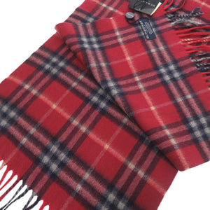 新品同様 バーバリー チェック カシミヤ レッド マフラー 赤 1080【中古】BURBERRY