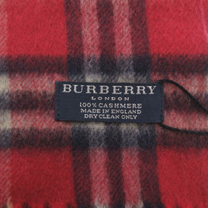 新品同様 バーバリー チェック カシミヤ レッド マフラー 赤 1080【中古】BURBERRY