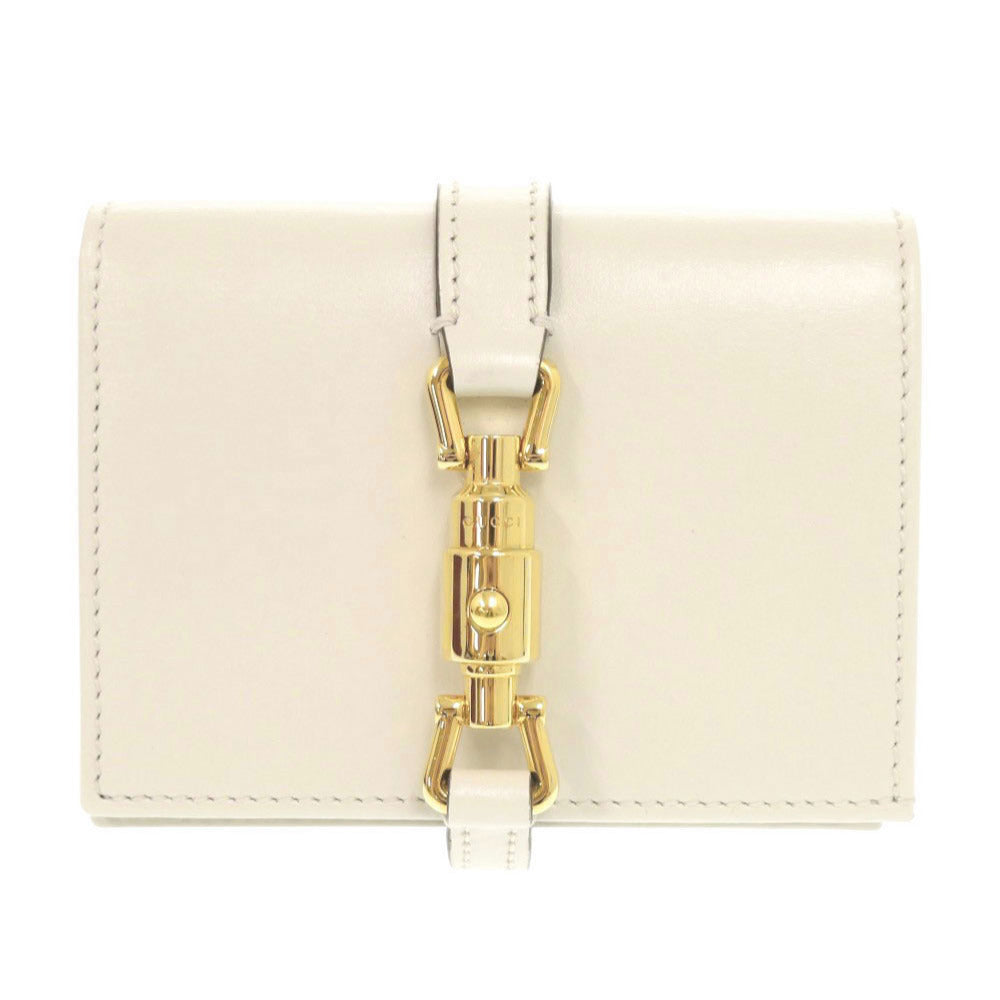 新品同様 グッチ ジャッキー1961 645536 レザー アイボリー系 二つ折り財布 1093【中古】GUCCI