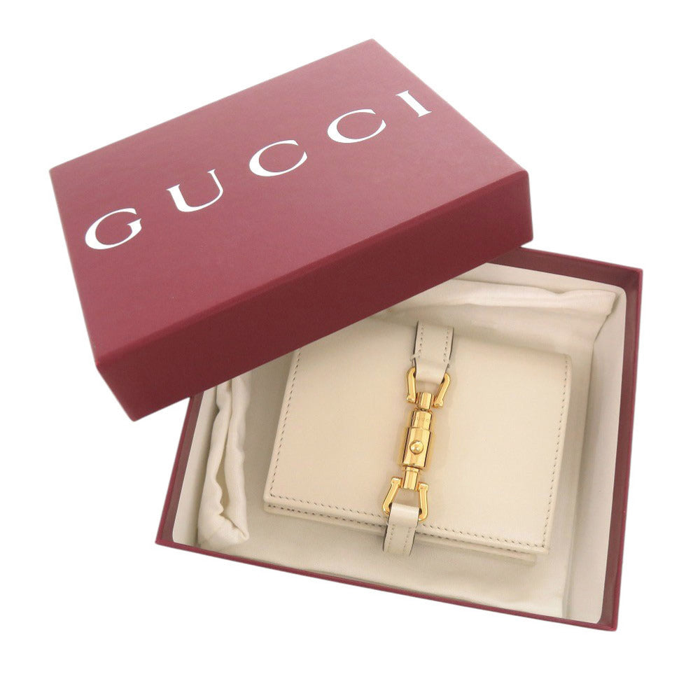 新品同様 グッチ ジャッキー1961 645536 レザー アイボリー系 二つ折り財布 1093【中古】GUCCI