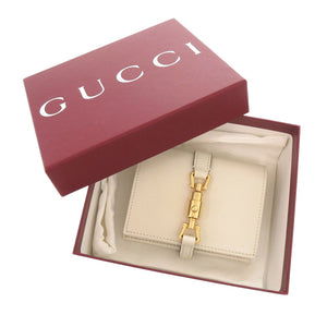 新品同様 グッチ ジャッキー1961 645536 レザー アイボリー系 二つ折り財布 1093【中古】GUCCI
