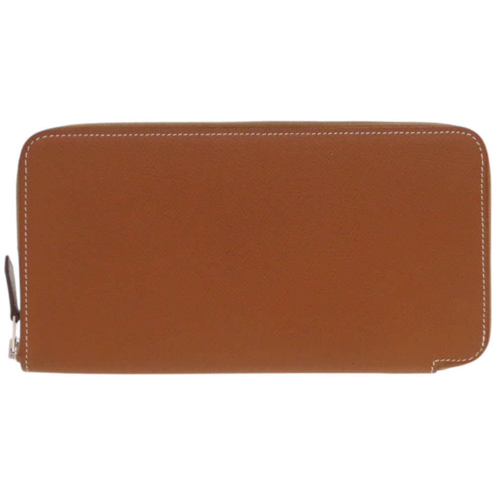 美品 エルメス アザップロングシルクイン ヴォーエプソン シルク ゴールド D刻印 茶 長財布 1098【中古】HERMES