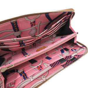 美品 エルメス アザップロングシルクイン ヴォーエプソン シルク ゴールド D刻印 茶 長財布 1098【中古】HERMES