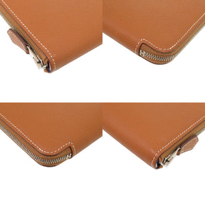 美品 エルメス アザップロングシルクイン ヴォーエプソン シルク ゴールド D刻印 茶 長財布 1098【中古】HERMES