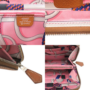 美品 エルメス アザップロングシルクイン ヴォーエプソン シルク ゴールド D刻印 茶 長財布 1098【中古】HERMES