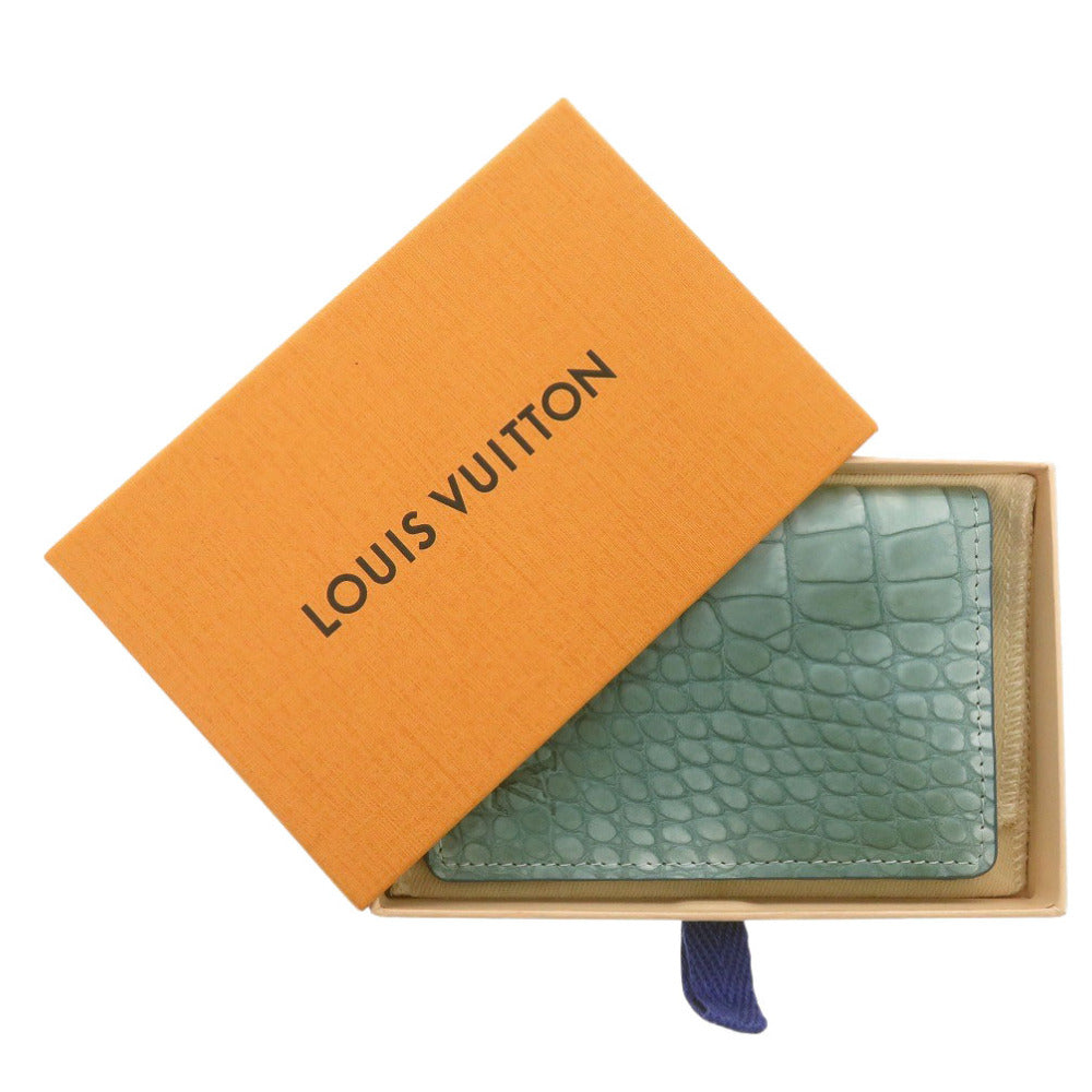 未使用 ルイ ヴィトン オーガナイザー ドゥ ポッシュ マットクロコ ブルー/グリーン カードケース 青 緑 LV 1100【中古】LOUIS VUITTON メンズ
