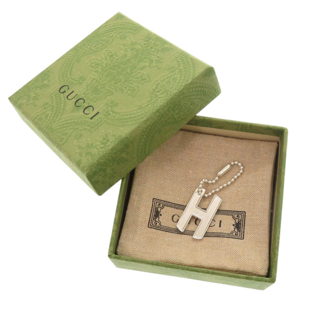 新品同様 グッチ H アルファベット チャーム ドッグタグ シルバー925 キーホルダー 1103【中古】GUCCI