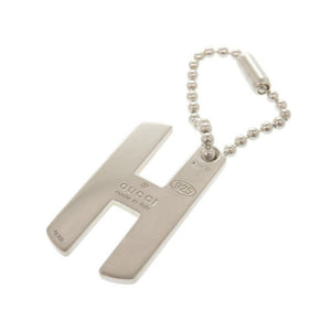 新品同様 グッチ H アルファベット チャーム ドッグタグ シルバー925 キーホルダー 1103【中古】GUCCI