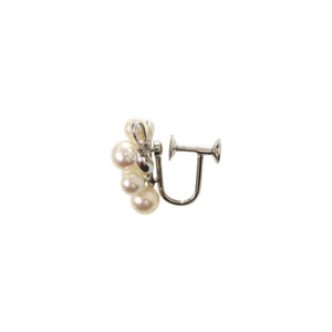 美品 ミキモト リボン シルバー パール ホワイト イヤリング 1107【中古】MIKIMOTO