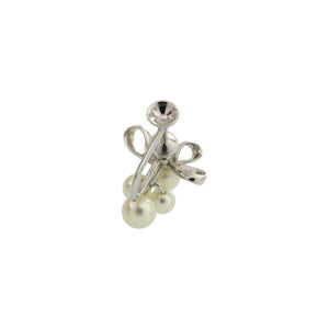 美品 ミキモト リボン シルバー パール ホワイト イヤリング 1107【中古】MIKIMOTO
