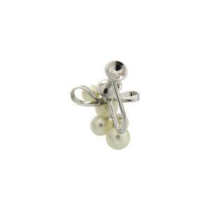 美品 ミキモト リボン シルバー パール ホワイト イヤリング 1107【中古】MIKIMOTO