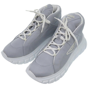 新品同様 プラダ ハイカット プラダロゴ ReNylon エコニール グレー スニーカー 1110【中古】PRADA